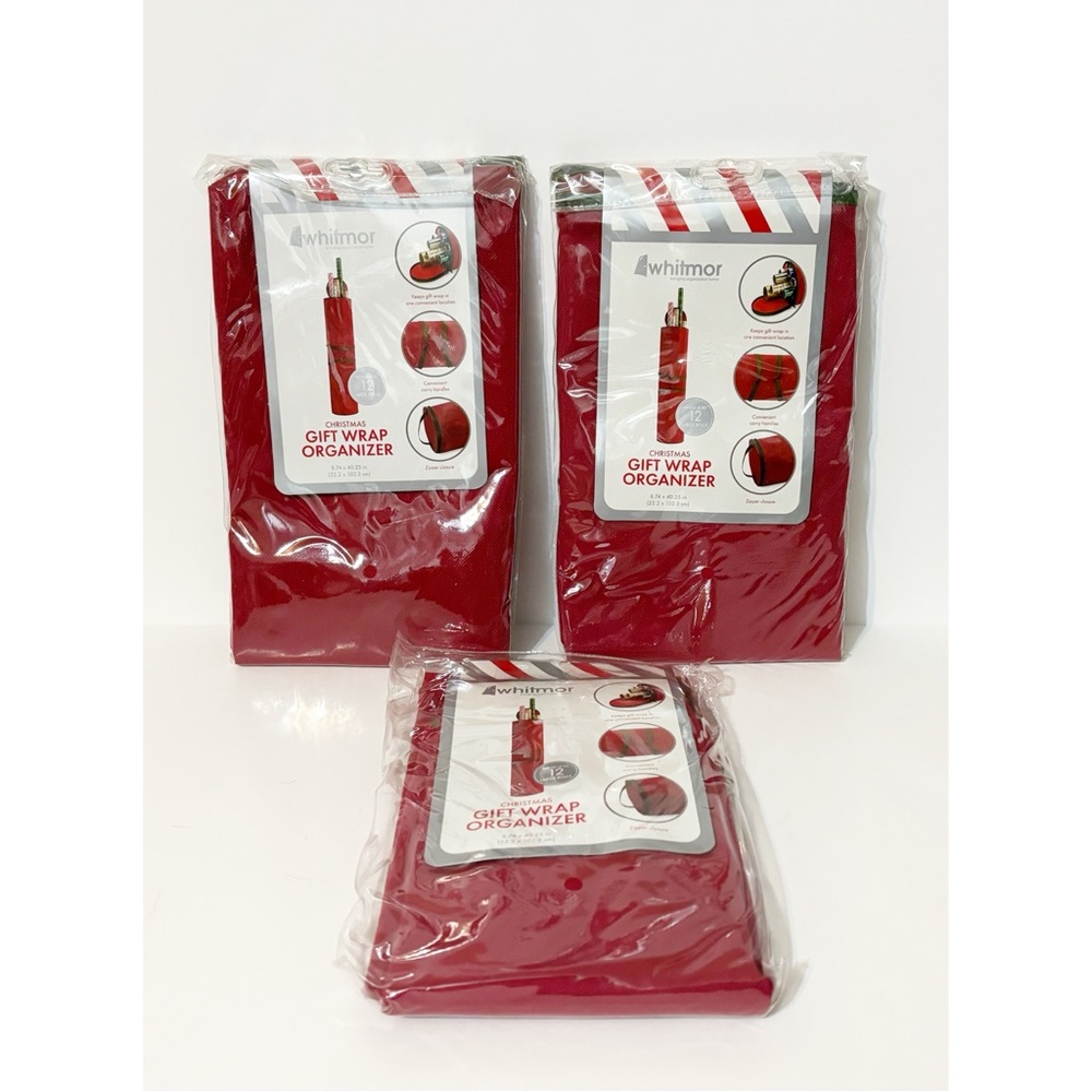 3 Whitmor Christmas Gift Wrap Organizers, NEW